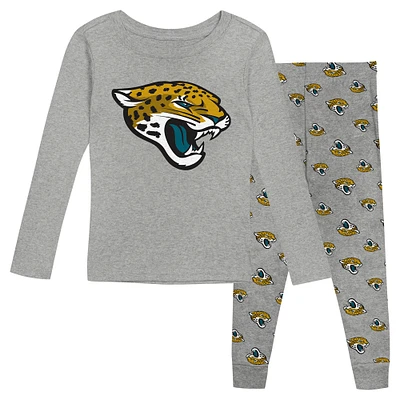 Ensemble de nuit pour tout-petit avec t-shirt à manches longues et pantalon gris chiné des Jaguars Jacksonville