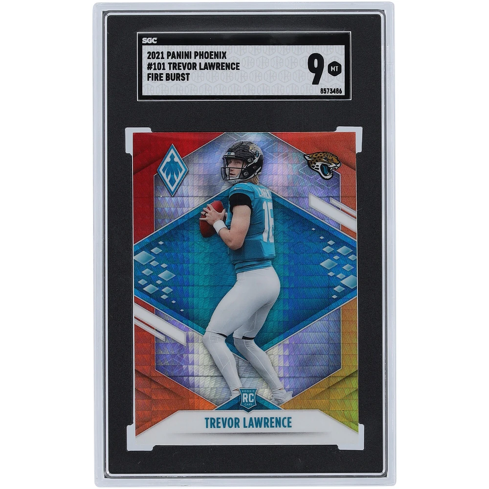 Carte de recrue authentifiée SGC 9 Panini Phoenix Fire Burst #101 des Jaguars de Jacksonville 2021 de Trevor Lawrence