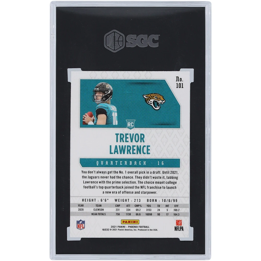 Carte de recrue authentifiée SGC 9 Panini Phoenix Fire Burst #101 des Jaguars de Jacksonville 2021 de Trevor Lawrence