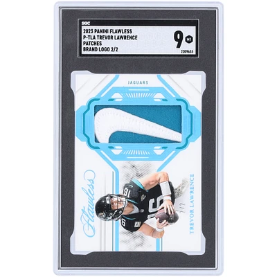 Trevor Lawrence Jacksonville Jaguars 2023 Panini Flawless Nike Logo Relic #P-TLA #/2 SGC Authenticated 9 Card
