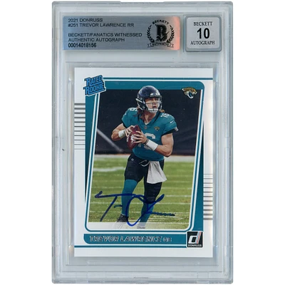 Carte de recrue numéro 251 authentifiée 2021 Donruss Rated Rookies de Trevor Lawrence Jacksonville Jaguars