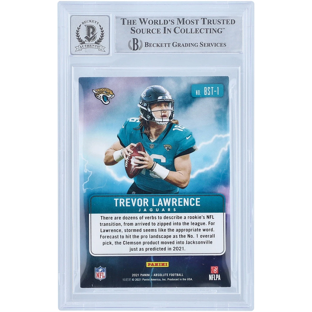Trevor Lawrence Jacksonville Jaguars Autographed 2021 Panini Absolute By Storm #BST-1 Beckett Fanatics Witnessed Authenticated 10 Rookie Card