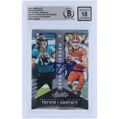 Carte de recrue Panini Absolute 2021 autographiée par Trevor Lawrence Jacksonville Jaguars #INT-1 Beckett Fanatics Witnessed Authenticated 10 Rookie