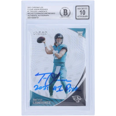 Trevor Lawrence Jacksonville Jaguars Autographed 2021 Panini Chronicles Clear Vision #CVR-1 Beckett Fanatics Witnessed Authenticated 10 Rookie Card with "2021 #1 Pick" Inscription