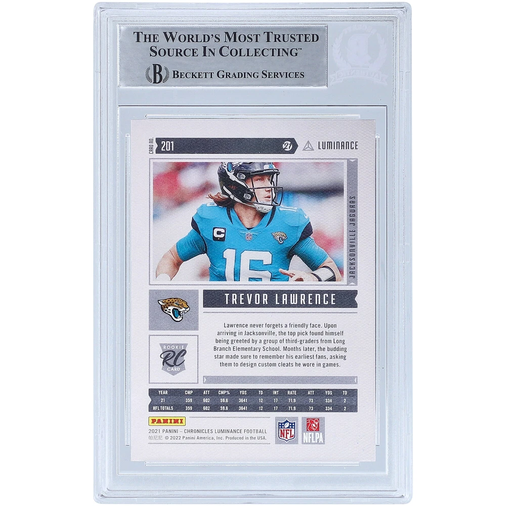 Trevor Lawrence Jacksonville Jaguars Autographed 2021 Panini Chronicles Luminance #201 Beckett Fanatics Witnessed Authenticated Rookie Card with "2021 #1 Pick" Inscription