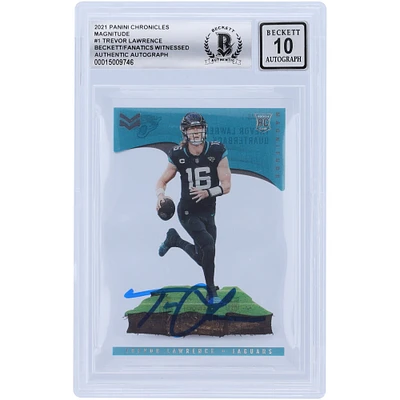 Carte de recrue 10 authentifiée signée Trevor Lawrence Jacksonville Jaguars Panini Chronicles Magnitude #MAG-1 2021 Beckett Fanatics