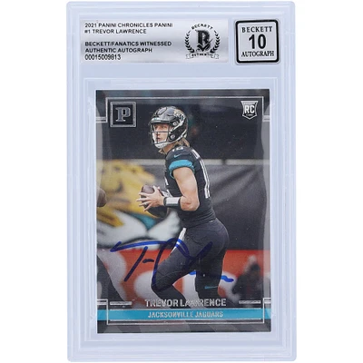 Carte de recrue 10 authentifiée signée Trevor Lawrence Jacksonville Jaguars Panini Chronicles 2021 #PA-1 Beckett Fanatics