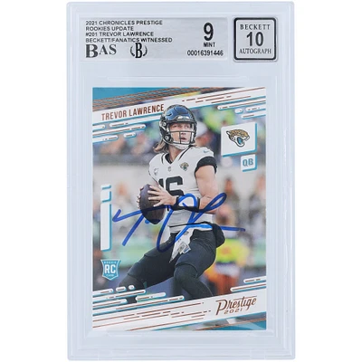 Trevor Lawrence Jacksonville Jaguars Autographié 2021 Panini Chronicles Prestige Rookies Mise à jour #201 Beckett Fanatics A Vu Authentifié 9/10 Rookie Card