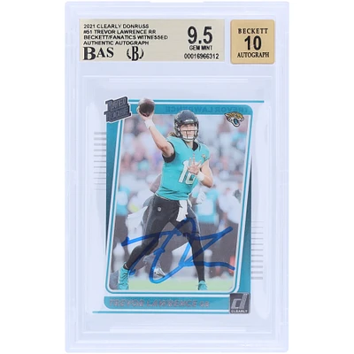 Trevor Lawrence Jacksonville Jaguars Autographed 2021 Panini Clearly Donruss Rated Rookie #51 Beckett Fanatics Witnessed Authenticated 9.5/10 Rookie Card 