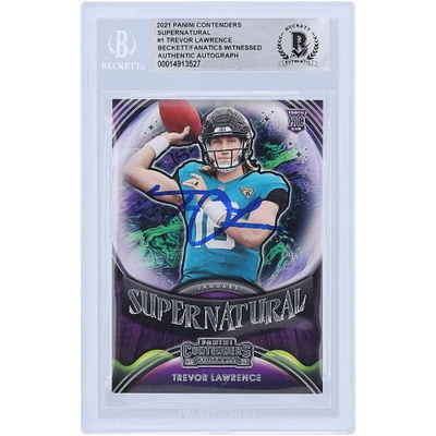 Carte de recrue authentifiée signée Trevor Lawrence Jacksonville Jaguars 2021 Panini Contenders Supernatural #SN-TLR Beckett Fanatics