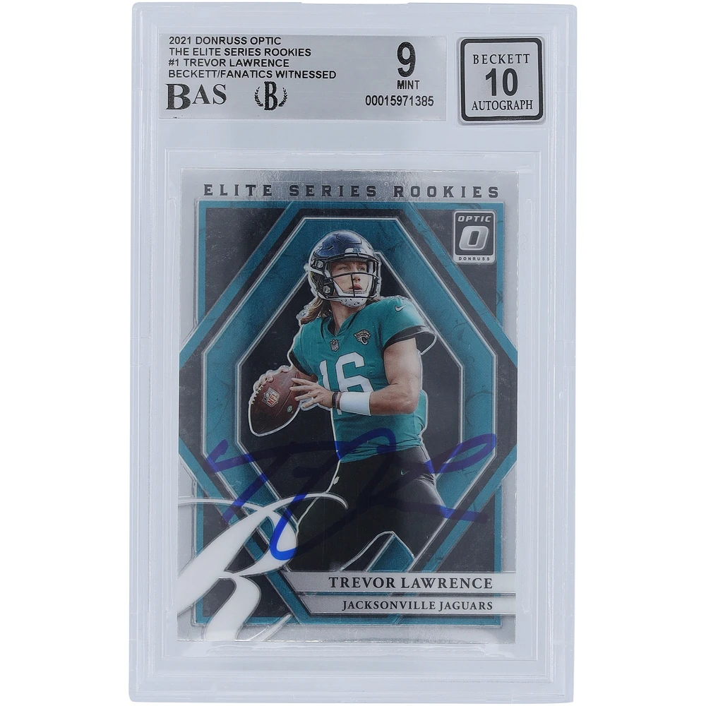 Trevor Lawrence Jacksonville Jaguars Autographed 2021 Panini Donruss Optic Elite Series #ESR-1 Beckett Fanatics Witnessed Authenticated 9/10 Rookie Card