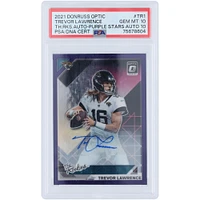 Carte de recrue authentifiée 10/10 Panini Donruss Optic Purple Stars #TR-1 #15/25 PSA autographiée 2021 par Trevor Lawrence Jacksonville Jaguars