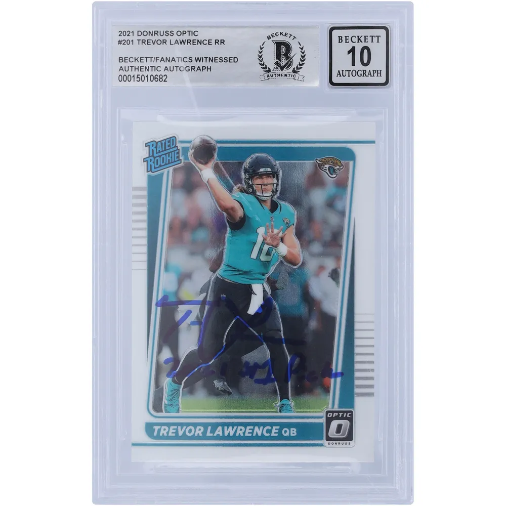 Lids Trevor Lawrence Jacksonville Jaguars Autographed 2021 Panini Donruss  Optic Rated Rookie #201 Beckett Fanatics Witnessed Authenticated 10 Rookie  Card with 2021 #1 Pick Inscription