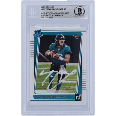 Carte de recrue authentifiée signée par Trevor Lawrence Jacksonville Jaguars 2021 Panini Donruss Rated Rookie White Ink #251 Beckett Fanatics