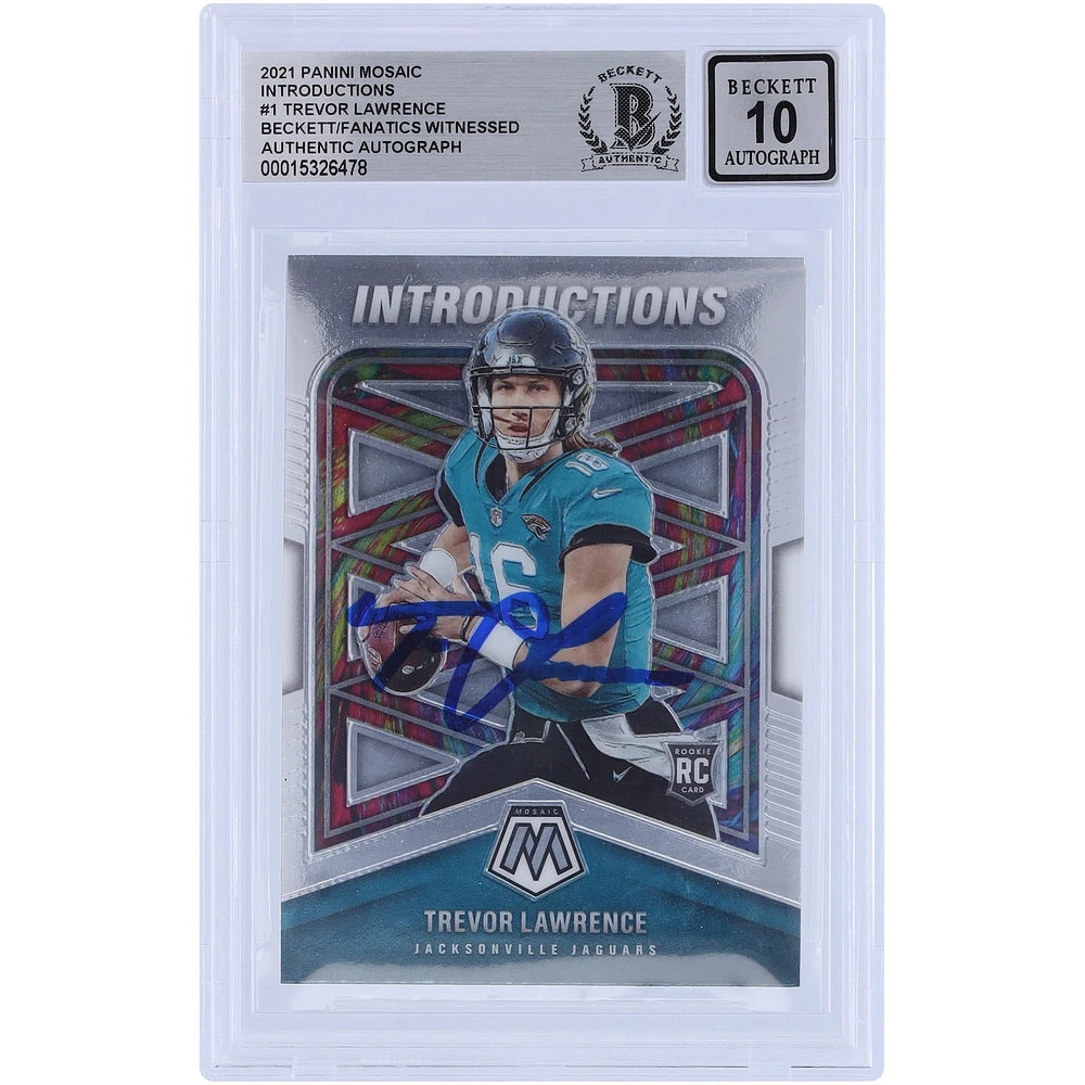 Trevor Lawrence Jacksonville Jaguars Autographié Panini Mosaic 2021 Introductions #I-1 Beckett Fanatics Witnessed Authenticated 10 Rookie Card