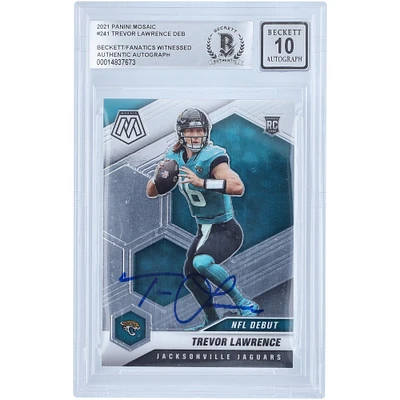 Trevor Lawrence Jacksonville Jaguars Autographed 2021 Panini Mosaic NFL Debut #241 Beckett Fanatics Witnessed Authenticated 10 Rookie Card