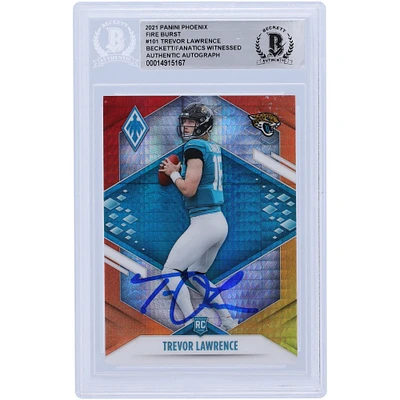 Carte de recrue authentifiée autographiée par Trevor Lawrence Jacksonville Jaguars 2021 Panini Phoenix Fire Burst #101 Beckett Fanatics