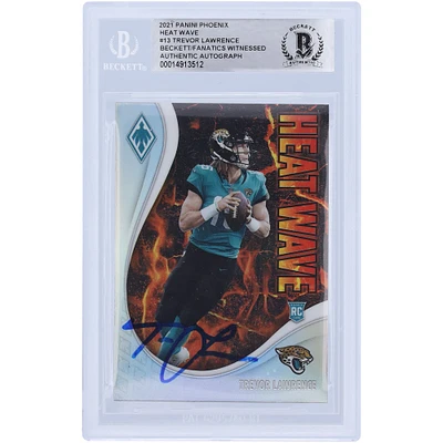 Trevor Lawrence Jacksonville Jaguars Autographed 2021 Panini Phoenix Heat Wave #13 Beckett Fanatics Witnessed Authenticated Rookie Card