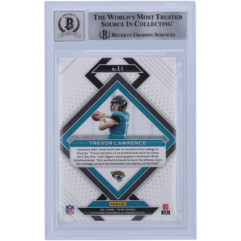 Trevor Lawrence Jacksonville Jaguars Autographed 2021 Panini Prizm 1 Emergent #E-1 Beckett Fanatics Witnessed Authenticated 10 Rookie Card