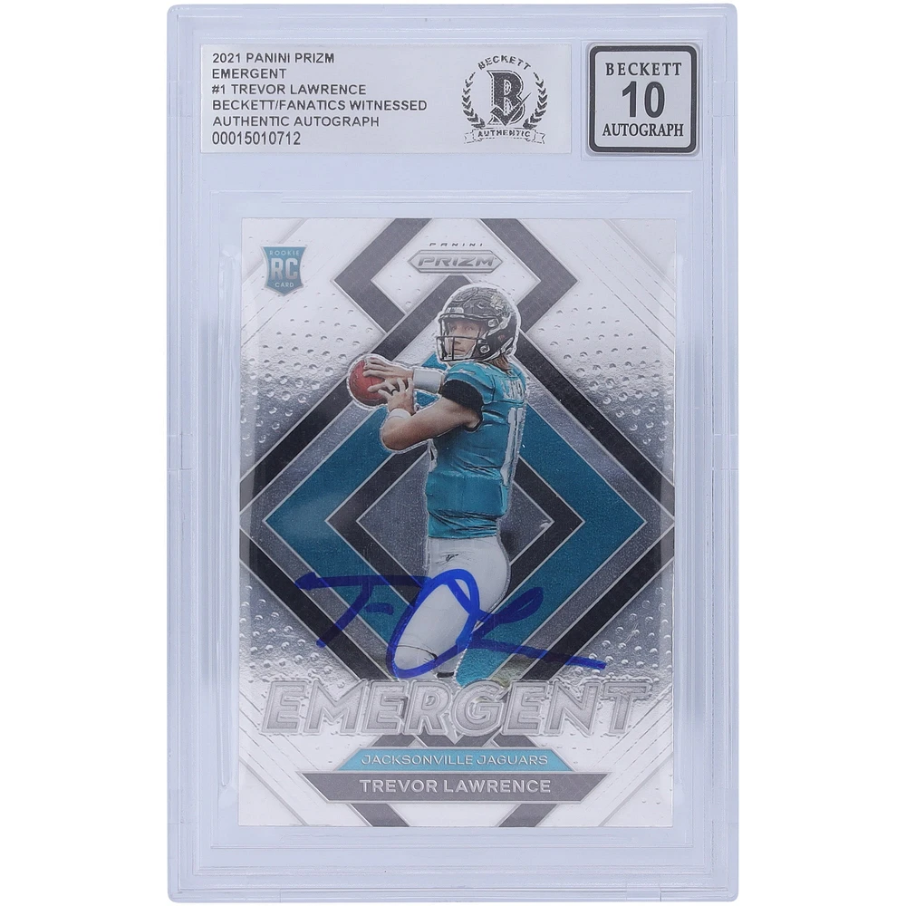 Trevor Lawrence Jacksonville Jaguars Autographed 2021 Panini Prizm 1 Emergent #E-1 Beckett Fanatics Witnessed Authenticated 10 Rookie Card