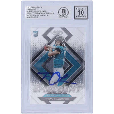 Trevor Lawrence Jacksonville Jaguars Autographed 2021 Panini Prizm 1 Emergent #E-1 Beckett Fanatics Witnessed Authenticated 10 Rookie Card