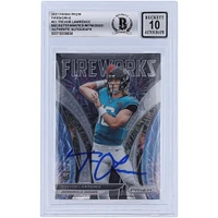 Trevor Lawrence Jacksonville Jaguars Autographed 2021 Panini Prizm Fireworks #F-21 Beckett Fanatics Witnessed Authenticated 10 Rookie Card