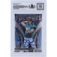 Trevor Lawrence Jacksonville Jaguars Autographed 2021 Panini Prizm Fireworks #F-21 Beckett Fanatics Witnessed Authenticated 10 Rookie Card