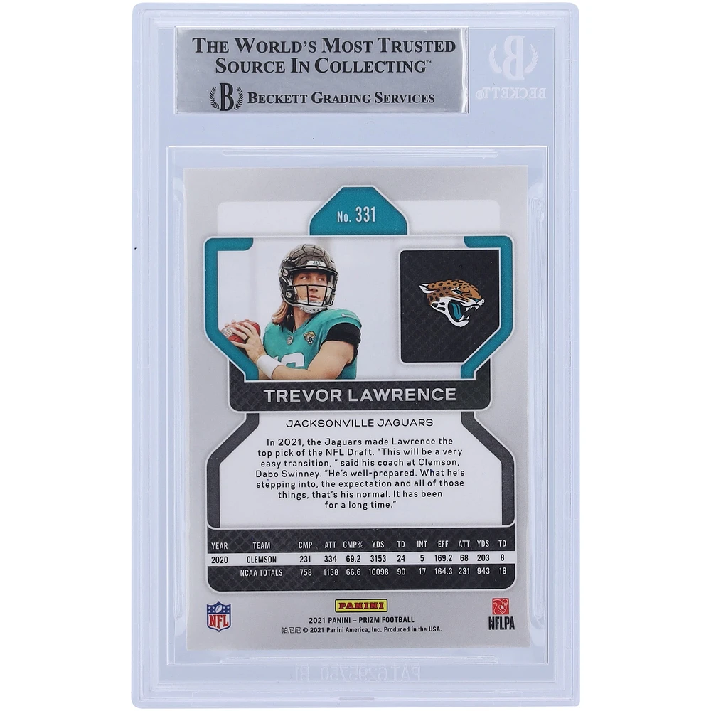 Trevor Lawrence Jacksonville Jaguars Autographed 2021 Panini Prizm #331 Beckett Fanatics Witnessed Authenticated Rookie Card