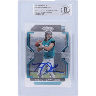 Trevor Lawrence Jacksonville Jaguars Autographed 2021 Panini Prizm #331 Beckett Fanatics Witnessed Authenticated Rookie Card