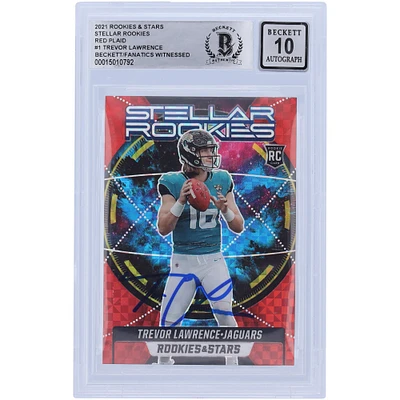 Carte de recrue Panini 2021 autographiée par Trevor Lawrence Jacksonville Jaguars Stellar Rookies Red #SR-1 Beckett Fanatics Witnessed Authenticated 10 Rookie