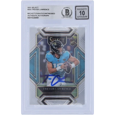 Carte de recrue Panini Select Club Level #243 autographiée 2021 de Trevor Lawrence Jacksonville Jaguars Beckett Fanatics Witnessed Authenticated 10 Rookie