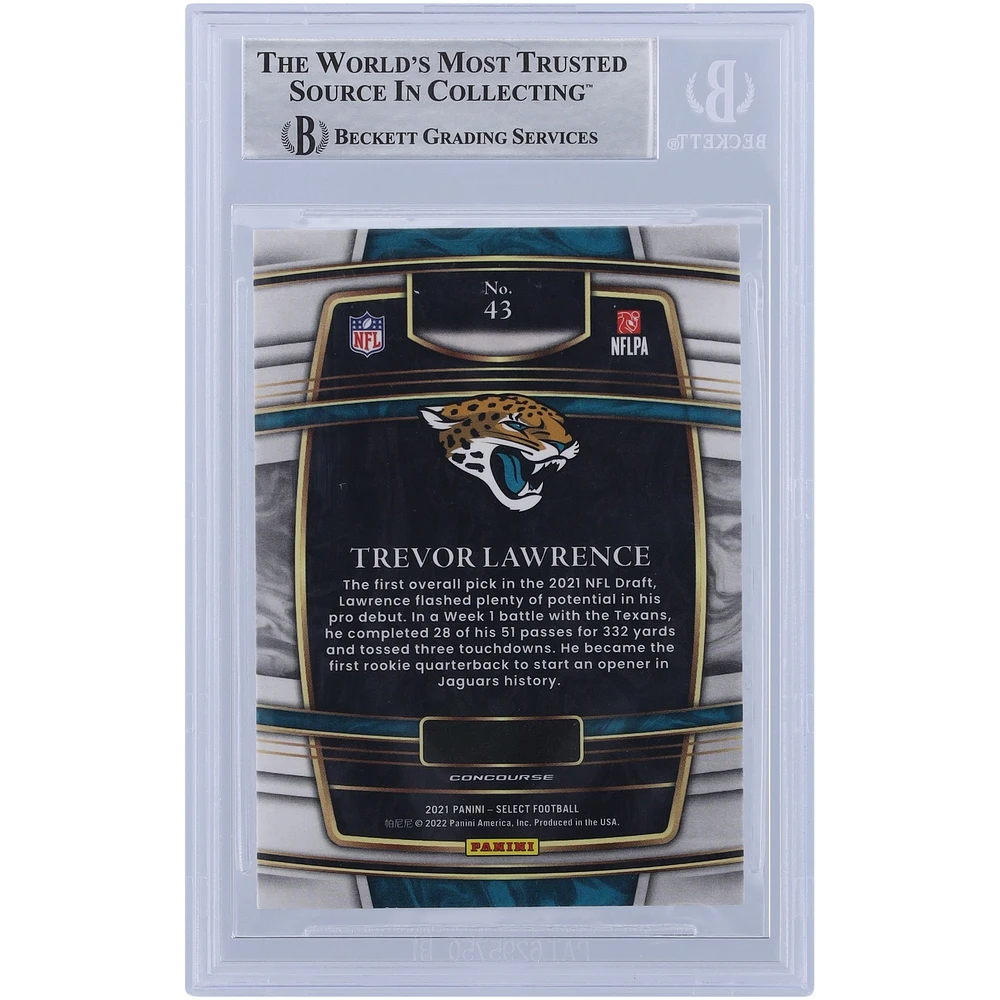 Trevor Lawrence Jacksonville Jaguars Autographed 2021 Panini Select Concourse White Ink #43 Beckett Fanatics Witnessed Authenticated Rookie Card with "2021 #1 Pick" Inscription