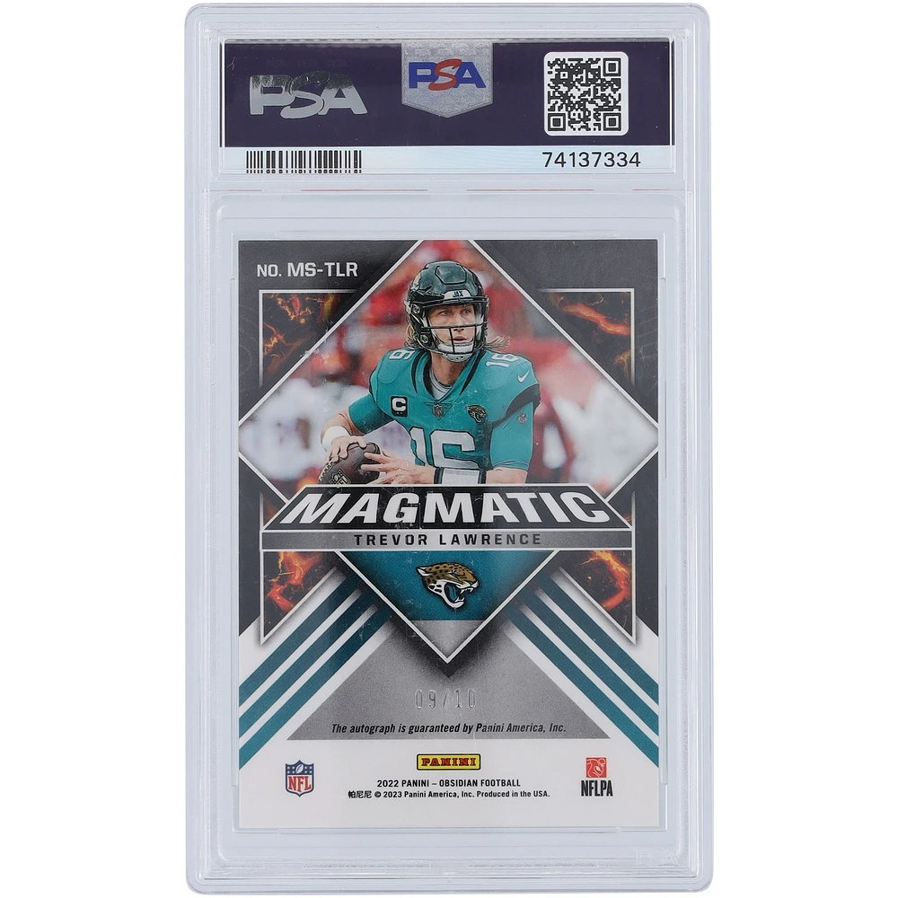 Trevor Lawrence Jacksonville Jaguars Autographed 2022 Panini Obsidian Electric Etch Green #MS-TLR #9/10 PSA Authenticated 9 Card