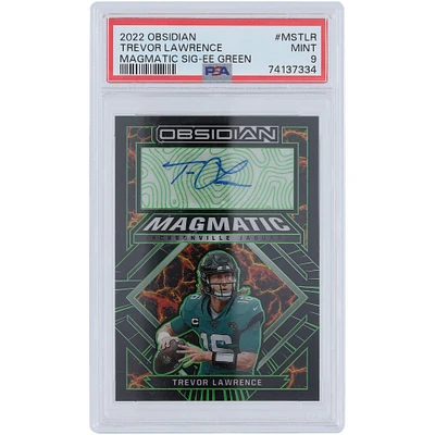 Trevor Lawrence Jacksonville Jaguars Autographed 2022 Panini Obsidian Electric Etch Green #MS-TLR #9/10 PSA Authenticated 9 Card