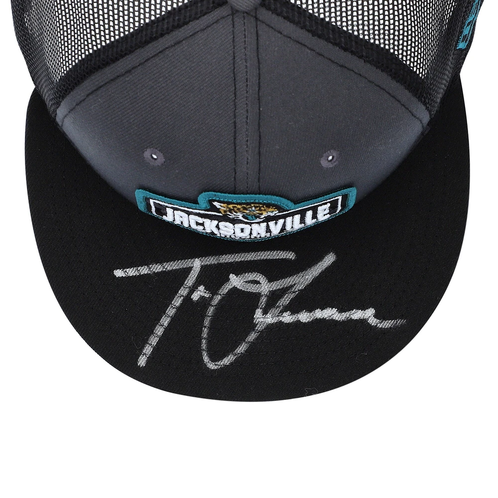 Casquette de camionneur dédicacée par Trevor Lawrence Jacksonville Jaguars New Era 2021 NFL Draft