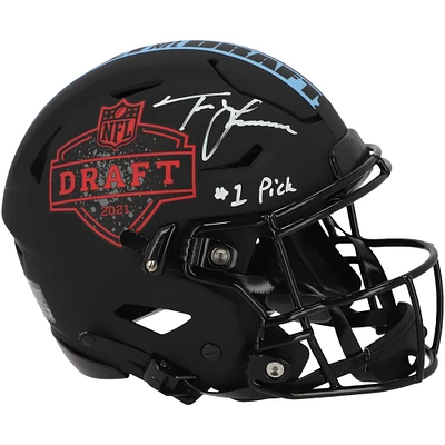 Casque authentique Speed ​​Flex autographié Riddell 2021 NFL Draft par Trevor Lawrence Jacksonville Jaguars avec inscription « #1 Pick »