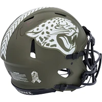 Casque authentique Riddell Salute To Service Speed ​​2022 autographié par Trevor Lawrence Jacksonville Jaguars