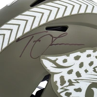 Casque authentique Riddell Salute To Service Speed ​​2022 autographié par Trevor Lawrence Jacksonville Jaguars