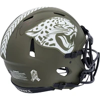 Casque authentique Riddell Salute To Service Speed ​​2022 autographié par Trevor Lawrence Jacksonville Jaguars