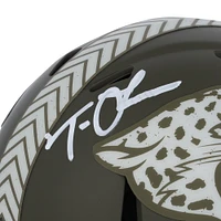 Casque Riddell 2022 Salute To Service Speed ​​Mini autographié par Trevor Lawrence Jacksonville Jaguars - Signé en blanc