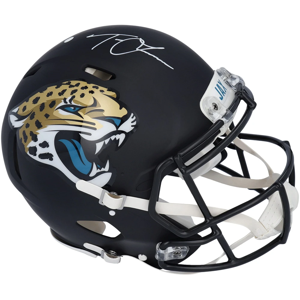 Casque authentique Riddell Speed noir mat autographié par Trevor Lawrence Jacksonville Jaguars