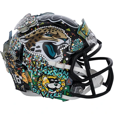 Casque Riddell Speed ​​Mini autographié par Trevor Lawrence des Jacksonville Jaguars - Illustration de Charles Fazzino - XP14013006