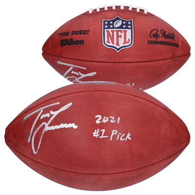 Trevor Lawrence Jacksonville Jaguars Autographed Wilson Duke Full Color Pro Football with "2021 #1 PICK" Inscription