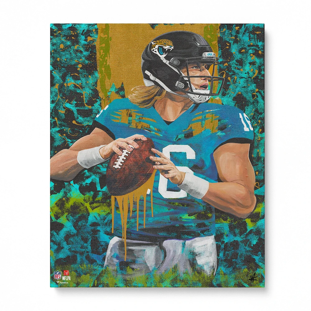 Impression giclée sur toile étirée de 16" x 20" de Trevor Lawrence Jacksonville Jaguars - Art par Cortney Wall