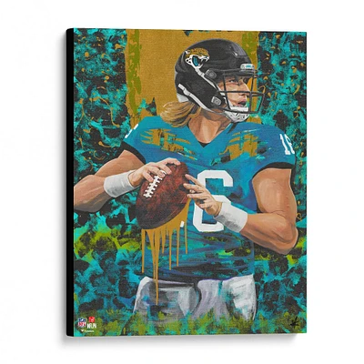 Impression giclée sur toile étirée de 16" x 20" de Trevor Lawrence Jacksonville Jaguars - Art par Cortney Wall