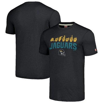 T-shirt unisexe hommage charbon de bois Jacksonville Jaguars en langue des signes américaine