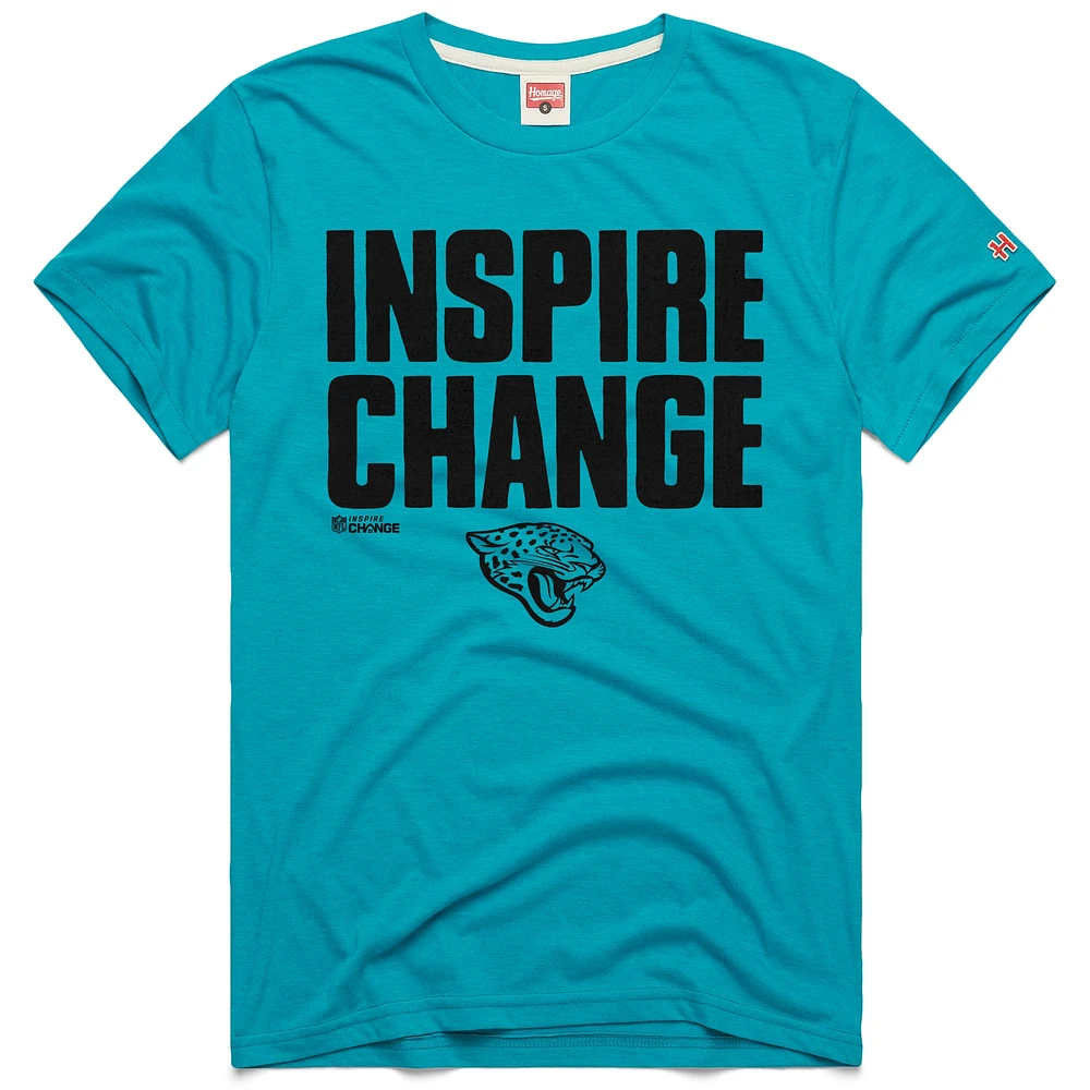 Unisex Homage Teal Jacksonville Jaguars 2024 Inspire Change Tri-Blend T-Shirt