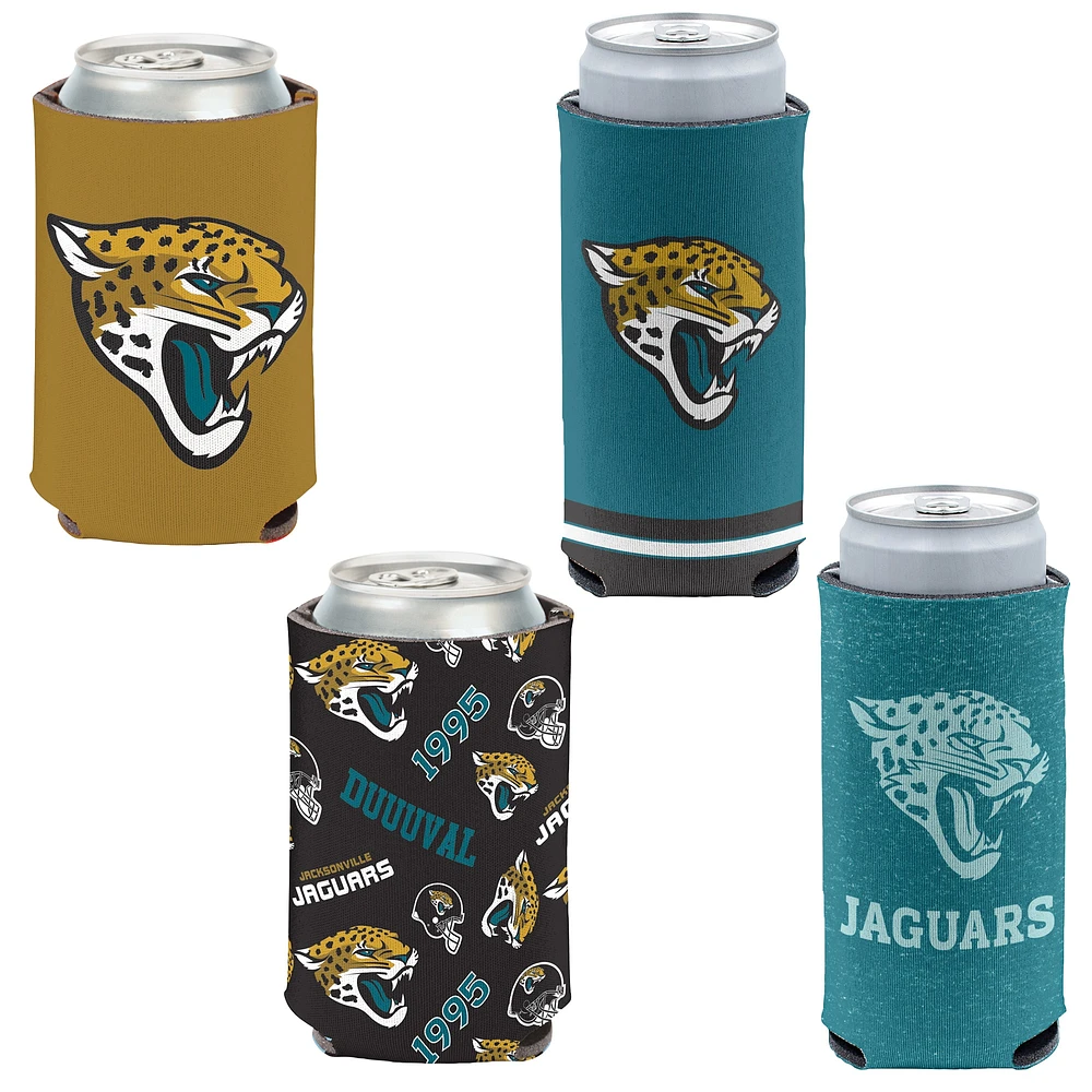 Lot de 4 glacières pour canettes et canettes minces de 12 oz des Jaguars de Jacksonville de WinCraft