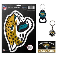 WinCraft Jacksonville Jaguars 4-Pack Key Rings and Magnets Set