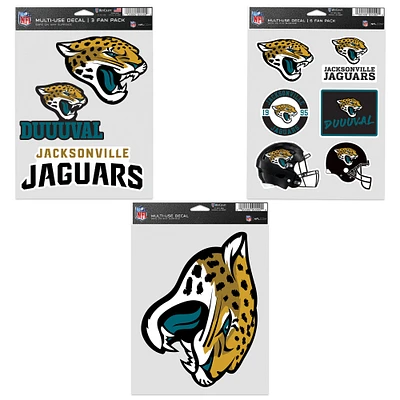 Lot de trois autocollants pour supporters des Jaguars de Jacksonville de WinCraft